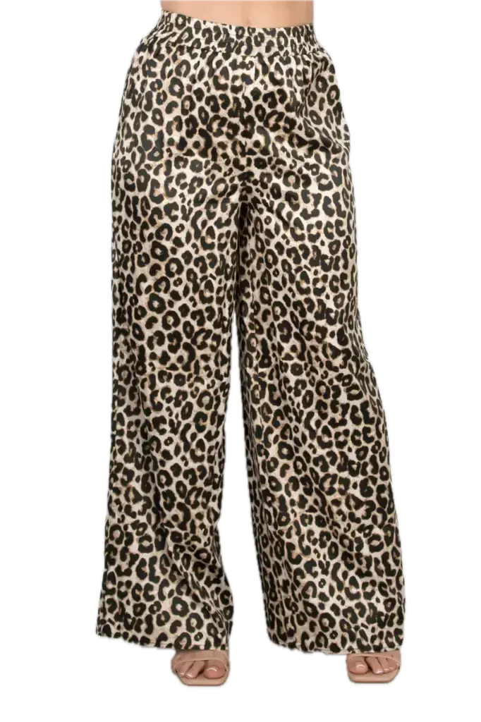 Animal Printed Wide Leg Pants
