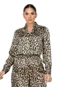 Animal Print Collared Buttoned Crop Top