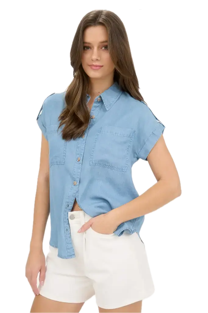 The Amelia Chambray Button Down Shirt
