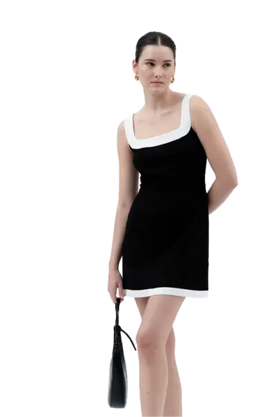 Contrast Border Fit Flare Tank Dress
