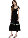 Rick Rack Trim Flutter Sleeve Midi Dress