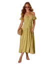 Linen Skies Flutter Sleeve Midi Dress