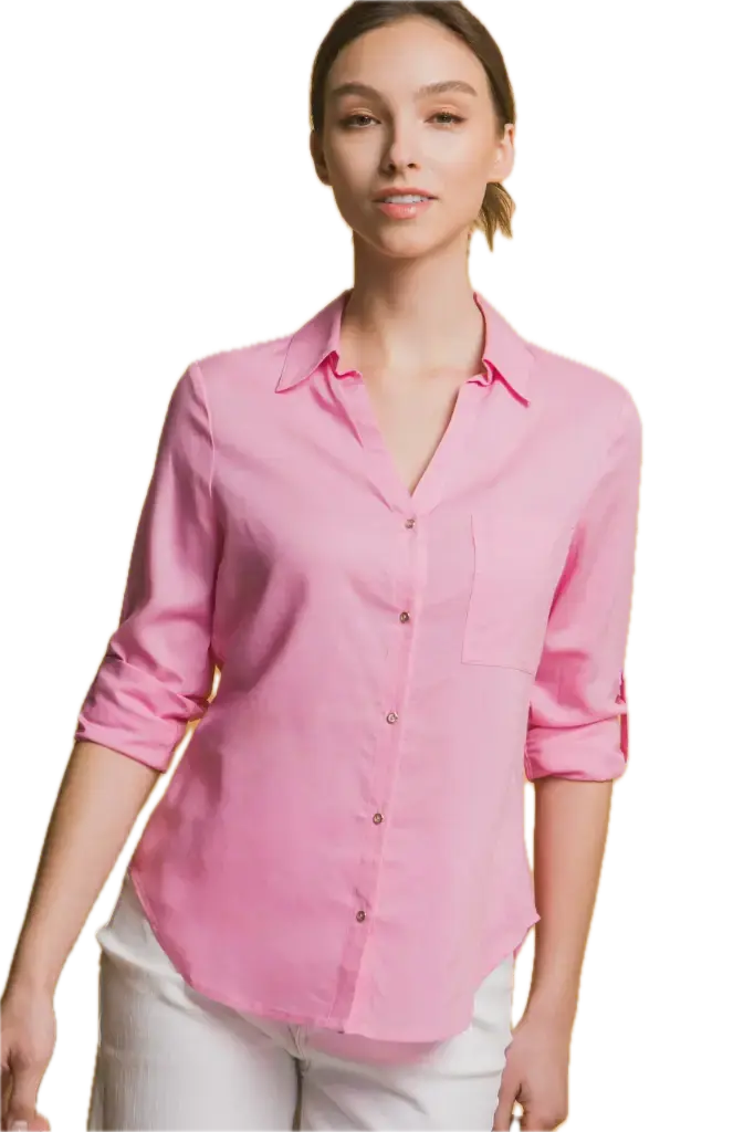 Linen Blend Button Down Shirt (S)