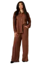 Crinkled Plisse Button Down Shirt Loungewear Set
