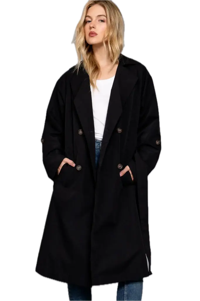 Long Sleeve Belted Trench Coat (S)