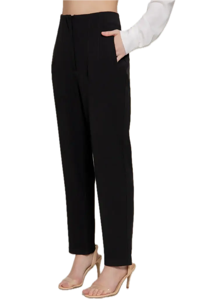 High Waist Pintuck Long Pants