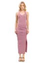 Halter Neck Ruched Asymeettrical Side Slit Midi Dress