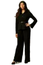 Ribbed Collar Button Up 2pc Belted Pants Set