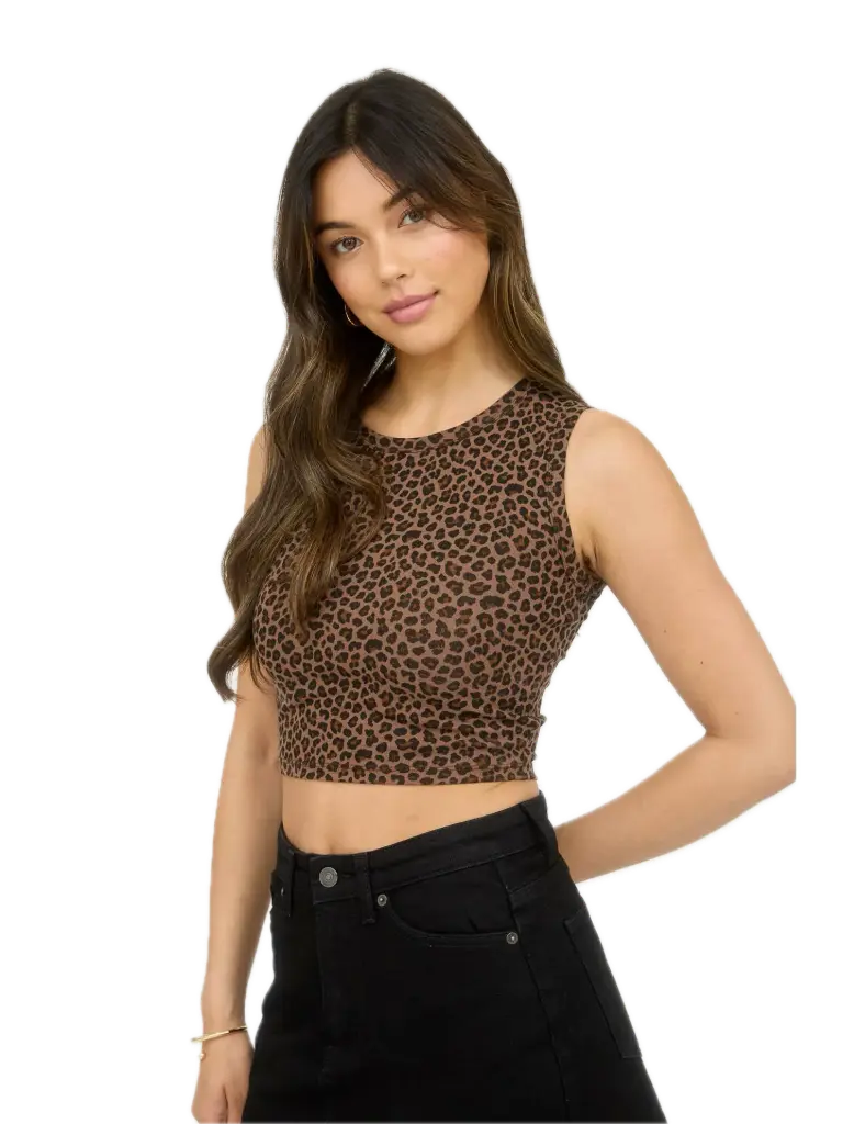 Wild Charm Crop Top (Brown Multi, S)