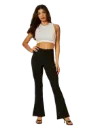 Stretchy Ribbed High-Waist Flare Pants