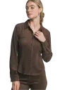 10382TN Collared Long Sleeve Suede Shirt 