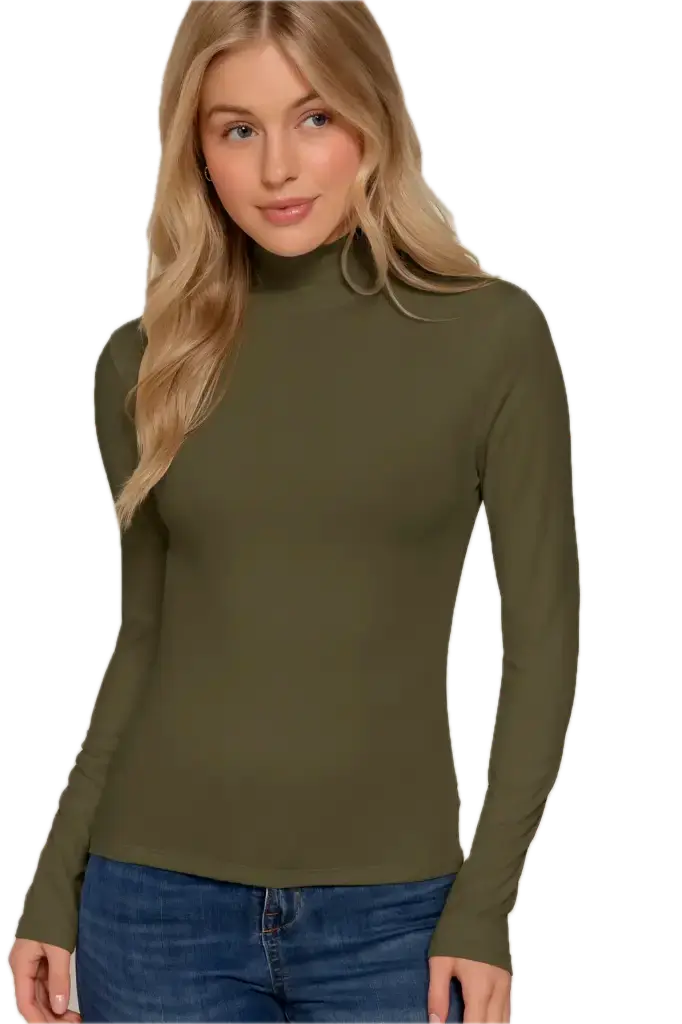 T14499 Long Sleeve Turtleneck Stretch Top (S)