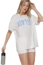 SET14676 Short Slv Print Top & Shorts Set