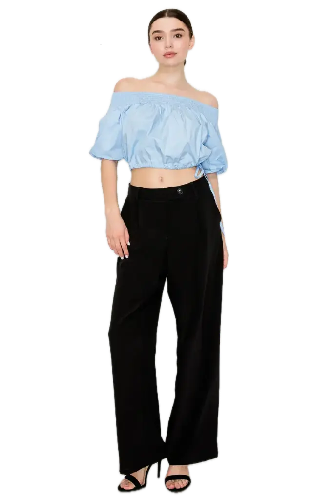 IP9279 Bow Detail Long Sleeve Cropped Top