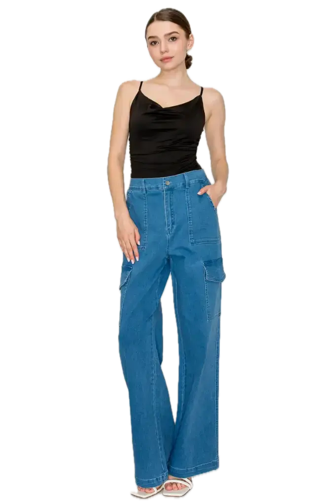 BP05743B Denim Cargo High-Rise Jeans  (S)