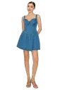 BD05911 Sweetheart Lace Trim Denim Dress 