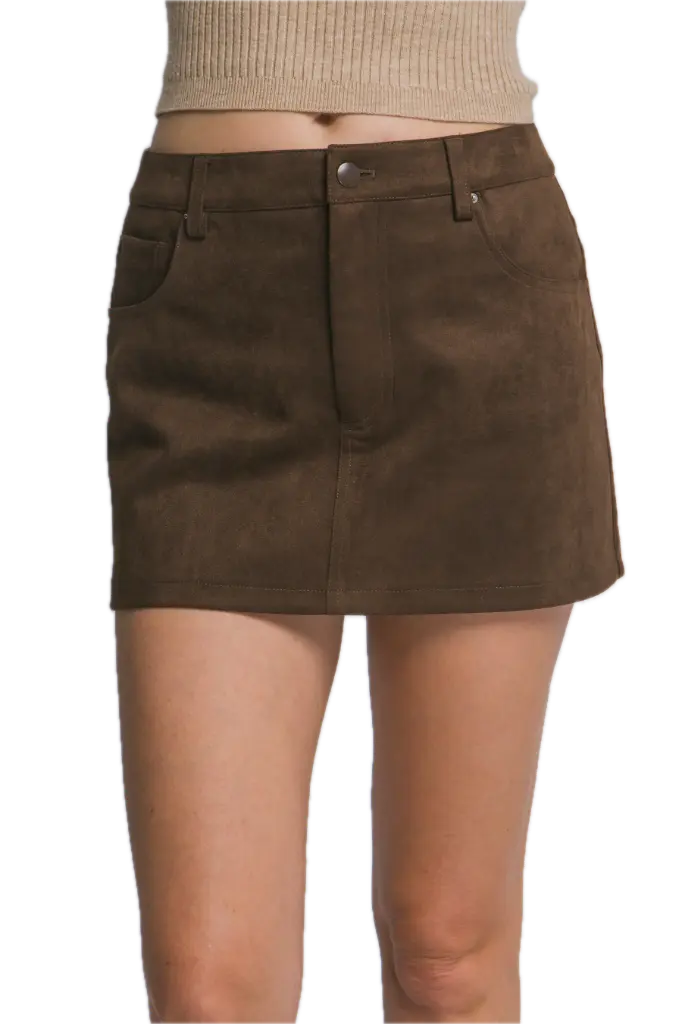 60082KN Low Waist Suede Skirt