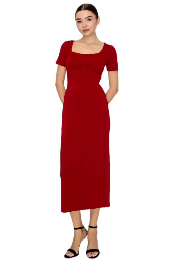 BD05573 MIDI DRESS (Wine, S)