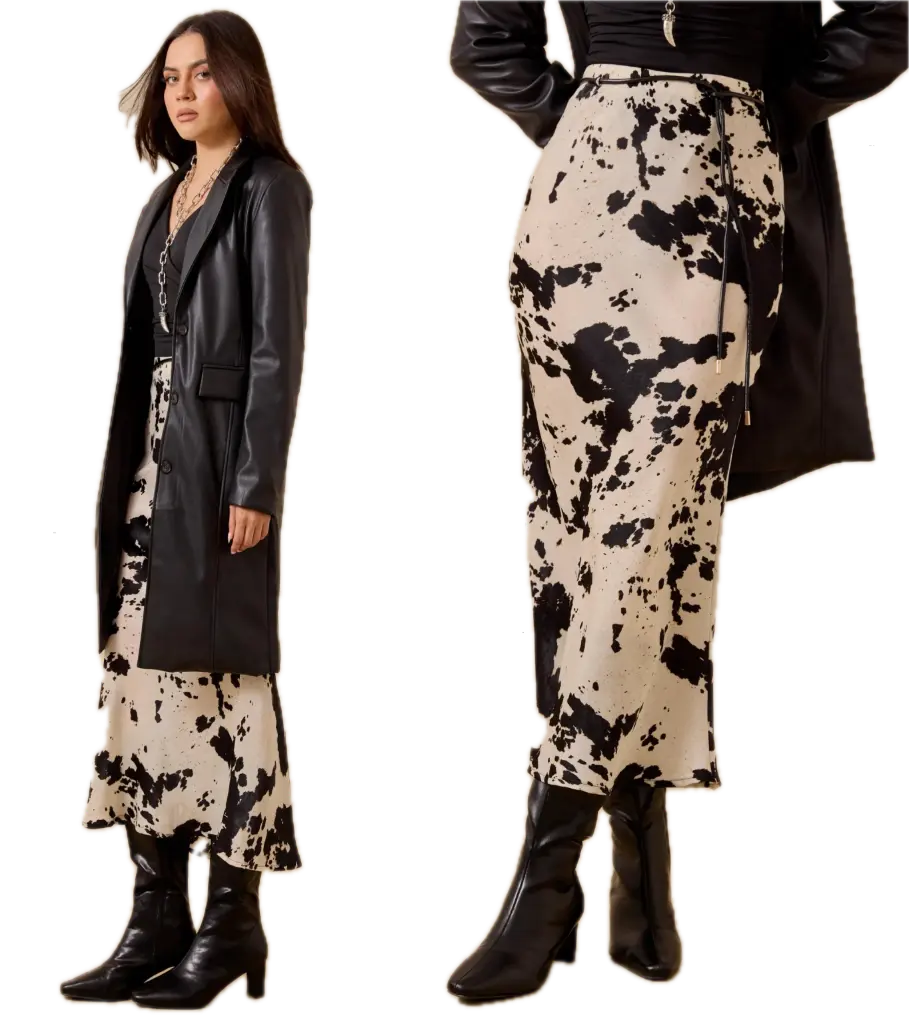 FF509 Cow Print Skirt