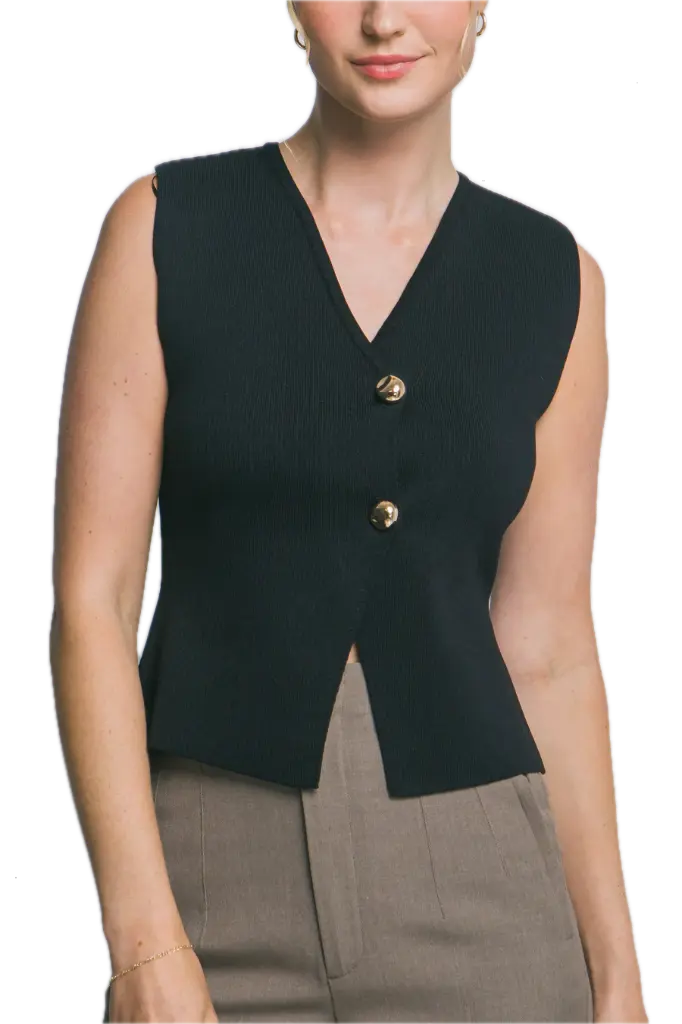 90339VN Gold Buttons Knit Vest