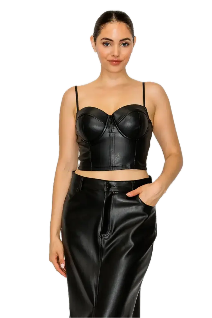 HMT57410 Bustier Sweetheart Faux Leather Top