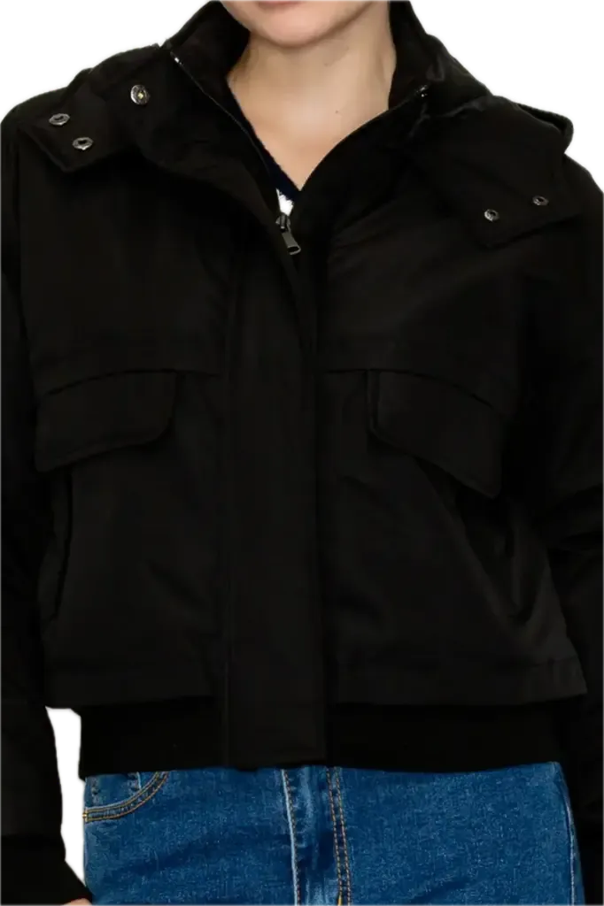 IJ99573 Large Pocket Boxy Crop Jacket