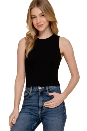 COTTON SPAN RIB KNIT TANK TOP