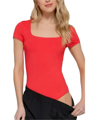 SHORT SLV U NECK DOUBLE LAYER ITY BODYSUIT