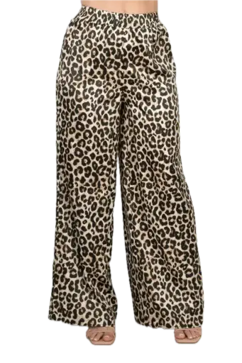 Animal Printed Wide Leg Pants