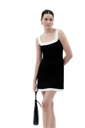 Contrast Border Fit Flare Tank Dress