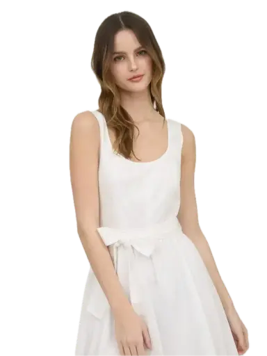 SLEEVELESS BELT TIE STRAP A-LINE MIDI DRESS