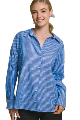 Classic Buttoned Stripe Linen Shirt