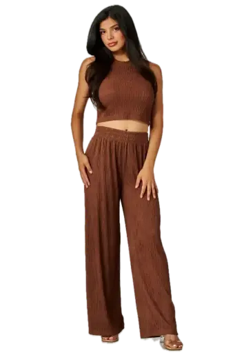 Crinkled Plisse 2pc Loungewear Set