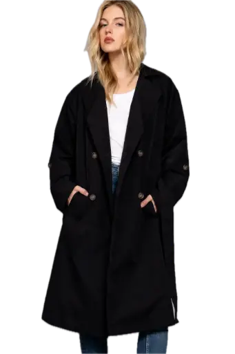Long Sleeve Belted Trench Coat