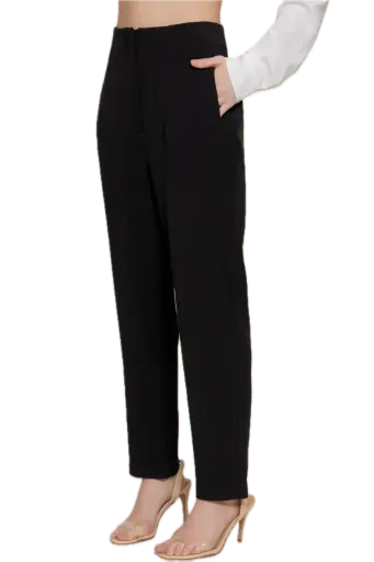 High Waist Pintuck Long Pants