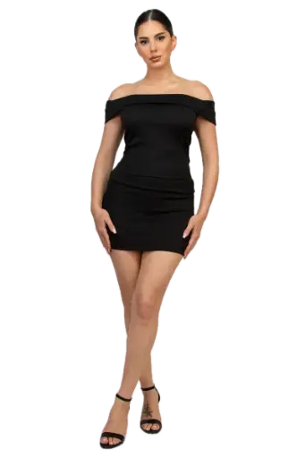 Folded Off-Shoulder Elastic Crop Top