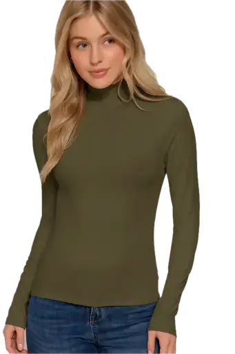 T14499 Long Sleeve Turtleneck Stretch Top