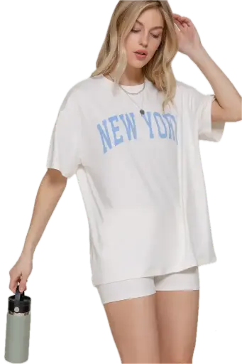 SET14676 Short Slv Print Top & Shorts Set