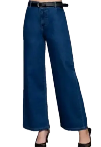 P14773 High Waist Wide Leg Denim Pants