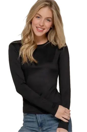 T14496 Long Slv Crew Neck Ity Knit Top