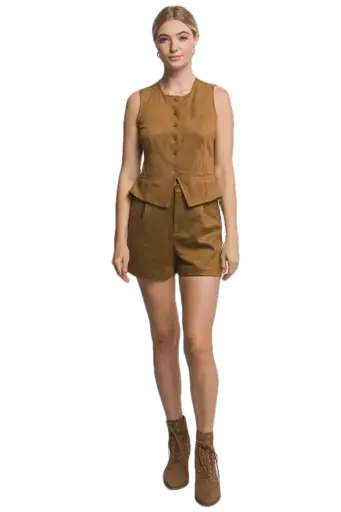 5200VN Button-Up Suede Vest Top